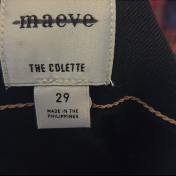 Maeve Anthropologie Colette Cropped Wide-Leg Pants Size 29 Contrast Stitch Blue - Picture 9 of 9